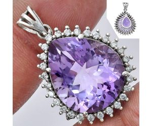 Amethyst and White Zircon Pendant EXP01639 P-1741, 17x20 mm