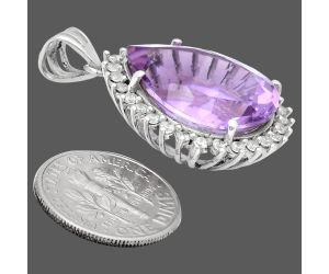 Amethyst and White Zircon Pendant EXP01639 P-1741, 17x20 mm