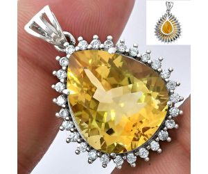 Citrine and White Zircon Pendant EXP01640 P-1741, 17x20 mm