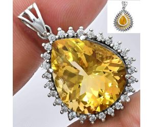 Citrine and White Zircon Pendant EXP01643 P-1741, 17x20 mm