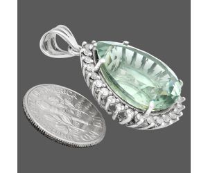 Prasiolite (Green Amethyst) and White Zircon Pendant EXP01645 P-1741, 17x20 mm