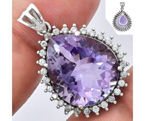 Amethyst and White Zircon Pendant EXP01646 P-1741, 17x20 mm