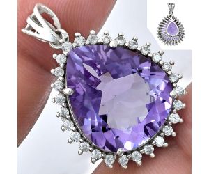 Amethyst and White Zircon Pendant EXP01648 P-1741, 17x20 mm