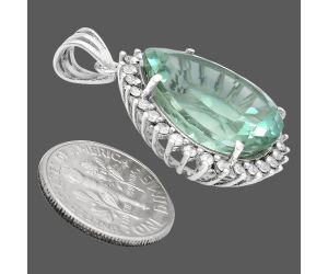 Prasiolite (Green Amethyst) and White Zircon Pendant EXP01649 P-1741, 17x20 mm