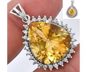 Citrine and White Zircon Pendant EXP01650 P-1741, 17x20 mm