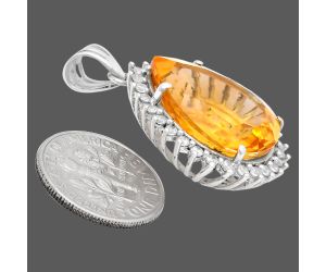 Citrine and White Zircon Pendant EXP01650 P-1741, 17x20 mm