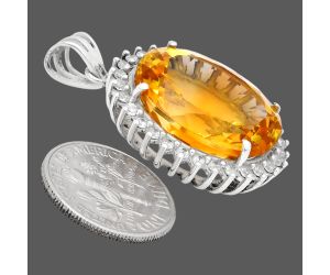 Citrine and White Zircon Pendant EXP01652 P-1741, 17x20 mm