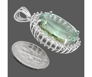 Prasiolite (Green Amethyst) and White Zircon Pendant EXP01653 P-1741, 17x20 mm