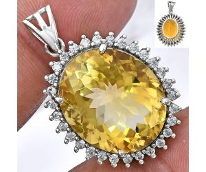 Citrine and White Zircon Pendant EXP01654 P-1741, 17x20 mm