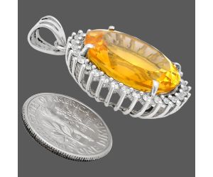 Citrine and White Zircon Pendant EXP01654 P-1741, 17x20 mm