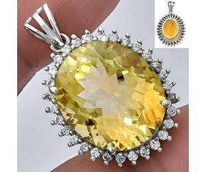 Citrine and White Zircon Pendant EXP01659 P-1741, 17x20 mm