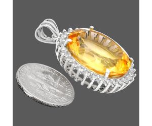 Citrine and White Zircon Pendant EXP01659 P-1741, 17x20 mm