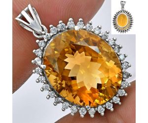 Citrine and White Zircon Pendant EXP01666 P-1741, 17x20 mm