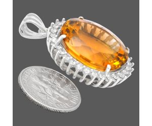 Citrine and White Zircon Pendant EXP01666 P-1741, 17x20 mm