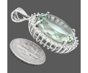 Prasiolite (Green Amethyst) and White Zircon Pendant EXP01668 P-1741, 17x20 mm