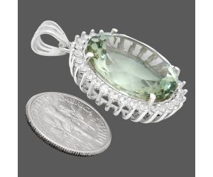 Prasiolite (Green Amethyst) and White Zircon Pendant EXP01669 P-1741, 17x20 mm