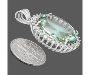 Prasiolite (Green Amethyst) and White Zircon Pendant EXP01670 P-1741, 17x20 mm