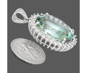 Prasiolite (Green Amethyst) and White Zircon Pendant EXP01671 P-1741, 17x20 mm