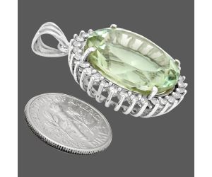 Prasiolite (Green Amethyst) and White Zircon Pendant EXP01672 P-1741, 17x20 mm