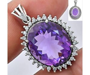 Amethyst and White Zircon Pendant EXP01673 P-1741, 17x20 mm