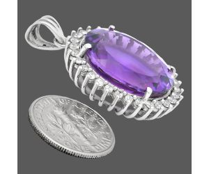 Amethyst and White Zircon Pendant EXP01673 P-1741, 17x20 mm