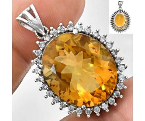 Citrine and White Zircon Pendant EXP01675 P-1741, 17x20 mm