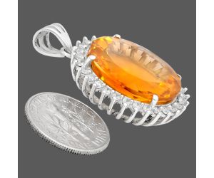 Citrine and White Zircon Pendant EXP01675 P-1741, 17x20 mm