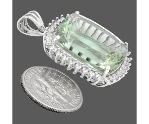 Prasiolite (Green Amethyst) and White Zircon Pendant EXP01678 P-1741, 17x20 mm