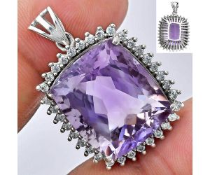 Amethyst and White Zircon Pendant EXP01679 P-1741, 17x20 mm