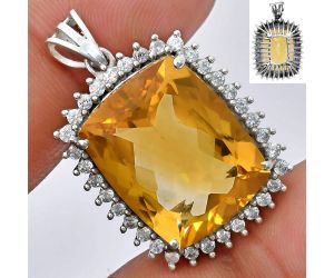 Citrine and White Zircon Pendant EXP01685 P-1741, 16x20 mm