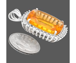 Citrine and White Zircon Pendant EXP01685 P-1741, 16x20 mm