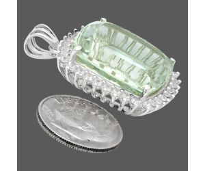 Prasiolite (Green Amethyst) and White Zircon Pendant EXP01691 P-1741, 17x20 mm