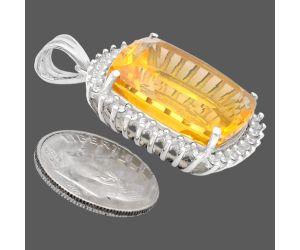 Citrine and White Zircon Pendant EXP01692 P-1741, 17x20 mm