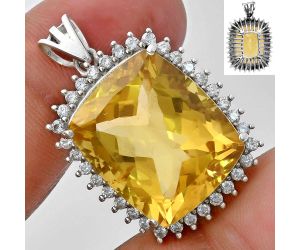 Citrine and White Zircon Pendant EXP01696 P-1741, 17x20 mm