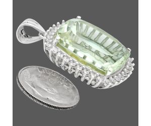 Prasiolite (Green Amethyst) and White Zircon Pendant EXP01697 P-1741, 17x20 mm