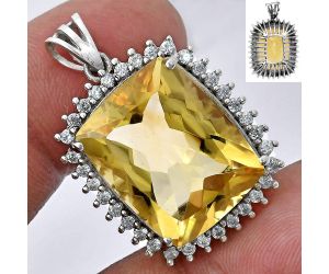 Citrine and White Zircon Pendant EXP01704 P-1741, 16x20 mm