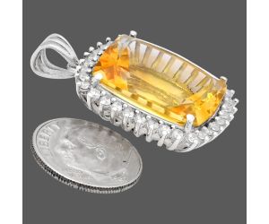 Citrine and White Zircon Pendant EXP01704 P-1741, 16x20 mm