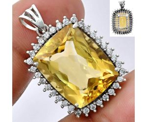 Citrine and White Zircon Pendant EXP01706 P-1741, 16x20 mm