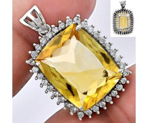 Citrine and White Zircon Pendant EXP01708 P-1741, 16x20 mm