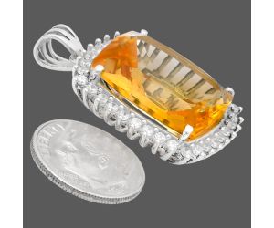 Citrine and White Zircon Pendant EXP01708 P-1741, 16x20 mm