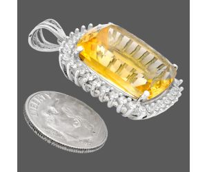 Citrine and White Zircon Pendant EXP01710 P-1741, 16x20 mm