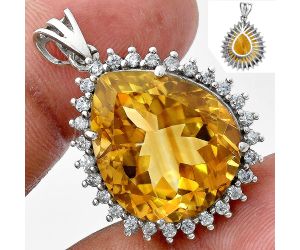 Citrine and White Zircon Pendant EXP01720 P-1741, 17x20 mm