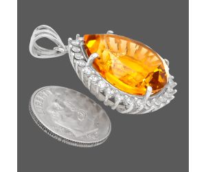 Citrine and White Zircon Pendant EXP01720 P-1741, 17x20 mm