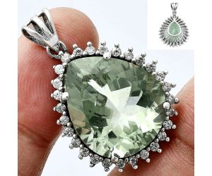 Prasiolite (Green Amethyst) Pendant EXP01723 P-1741, 17x20 mm