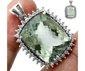 Prasiolite (Green Amethyst) Checker Pendant EXP01724 P-1741, 16x20 mm