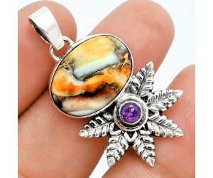 Spiny Oyster Turquoise and Amethyst Pendant EXP01727 P-1425, 13x18 mm