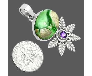 Utah Variscite and Amethyst Pendant EXP01761 P-1425, 13x18 mm