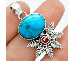 Natural Rare Turquoise Nevada Aztec Mt and Garnet Pendant EXP01770 P-1425, 13x17 mm