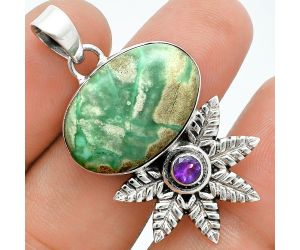 Utah Variscite and Amethyst Pendant EXP01773 P-1425, 15x22 mm