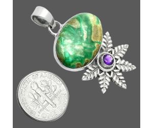 Utah Variscite and Amethyst Pendant EXP01773 P-1425, 15x22 mm